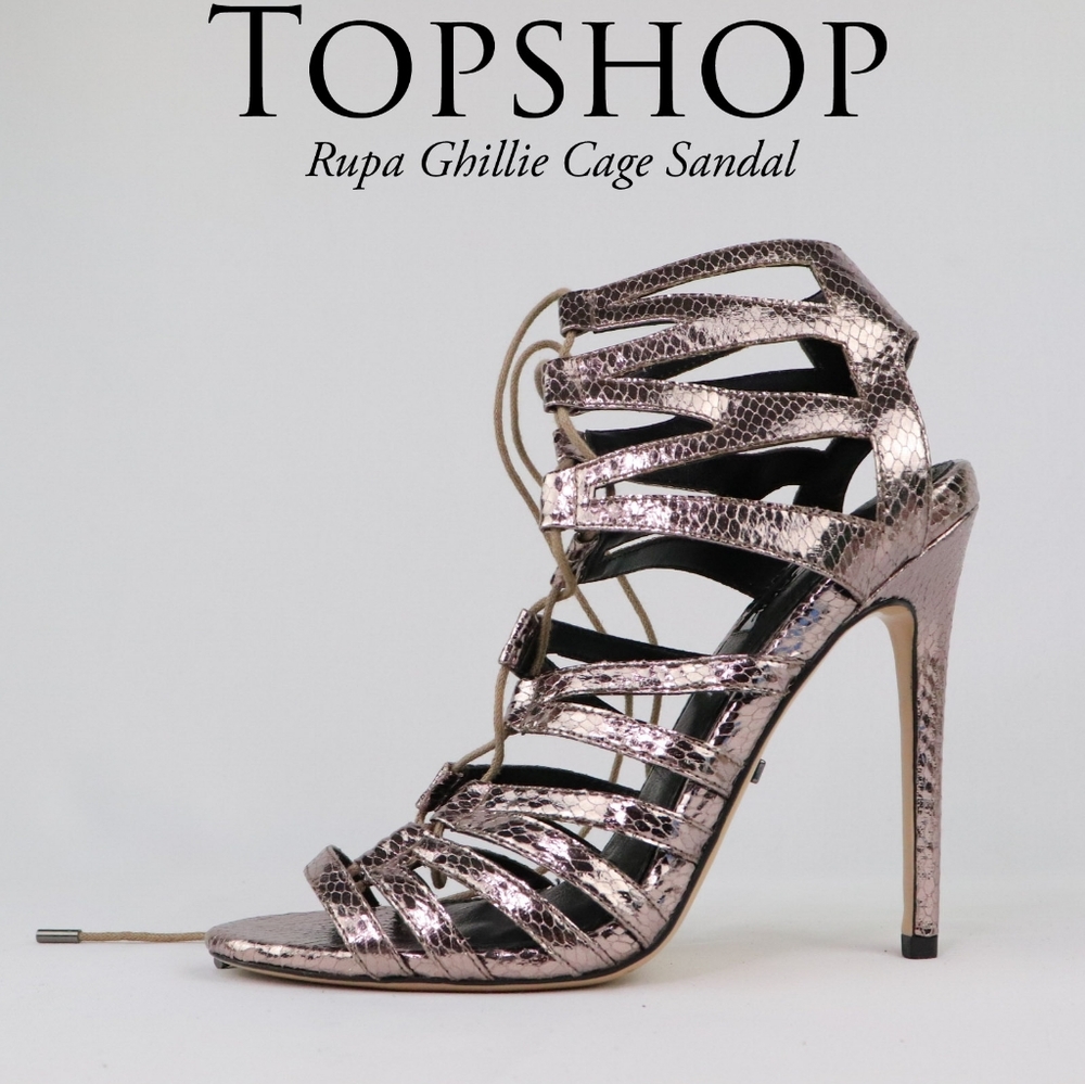 Topshop | NEW | Rupa Ghillie Metallic Cage Sandals